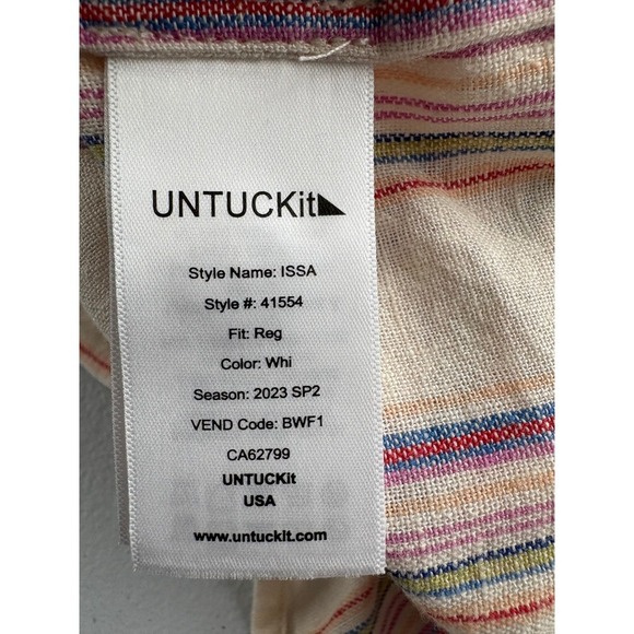 UNTUCKIT Issa Striped Tie-Waist Shirt Top Blouse Short Sleeve Size 8 - Picture 6 of 7
